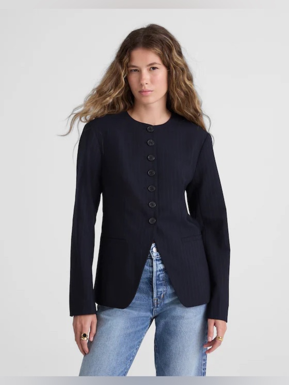 BNWT Madewell Nolita cutaway blazer in dark navy stripe